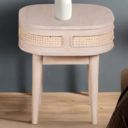 Brooklyn Valencia Cane and Mango Wood Bedside Table - thumbnail 1