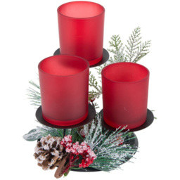 Red Berry Triple Candle Holder Set - thumbnail 4