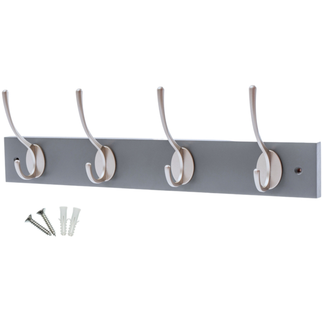 Headbourne Slate Grey and Satin Nickel Victorian 4 Hook Coat Rail - image 1