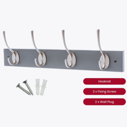 Headbourne Slate Grey and Satin Nickel Victorian 4 Hook Coat Rail - thumbnail 3