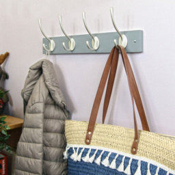 Headbourne Slate Grey and Satin Nickel Victorian 4 Hook Coat Rail - thumbnail 2
