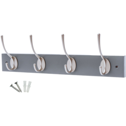 Headbourne Slate Grey and Satin Nickel Victorian 4 Hook Coat Rail