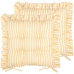 Wylder Millie Ruffle Yellow Seat Pad 40 x 40cm 2 Pack