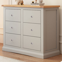 Cabinet Bits Loreo 6 Drawer Light Grey Chest of Drawers with Chrome Knob
