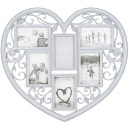 The Port. Co Gallery Grey Vintage Heart 6 Multi Aperture Photo Frame