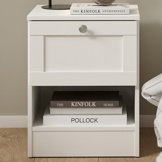 Florence White Single Drawer Single Shelf Bedside Table - image 1