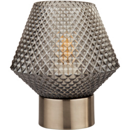 Lighting Collection Textured Smoked Glass Table Lamp
