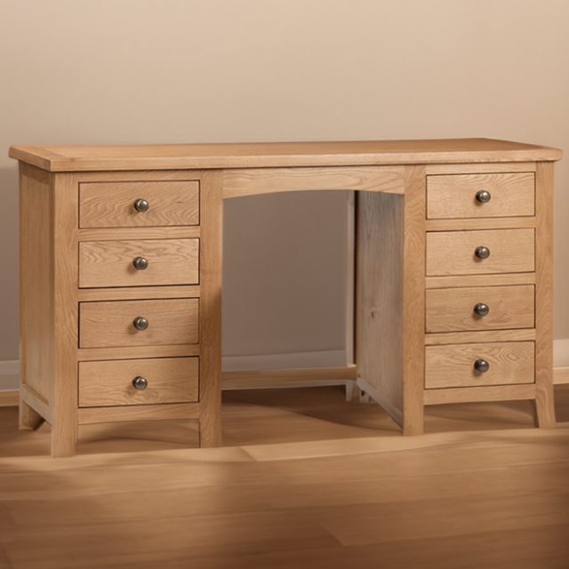 Julian Bowen Marlborough 8 Drawer Twin Pedestal Oak Dressing Table - image 1