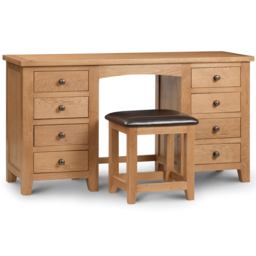 Julian Bowen Marlborough 8 Drawer Twin Pedestal Oak Dressing Table - thumbnail 2