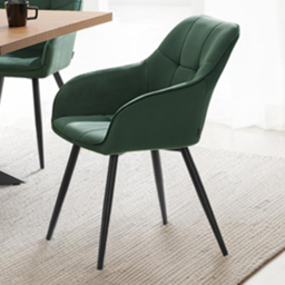 tectake Marilyn Dark Green and Black Velvet Look Quilted Dining Chair Set of 2