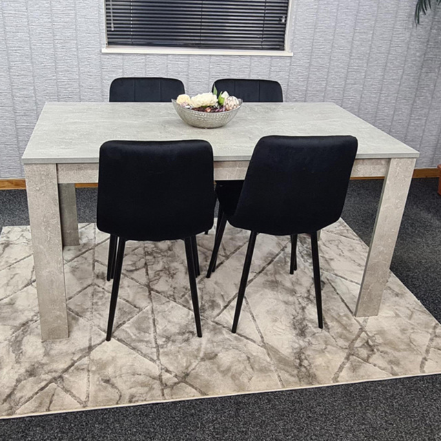 Kosy Koala 4 Seater Black and Grey Stone Effect Velvet Dining Set - image 1