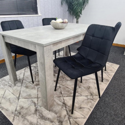 Kosy Koala 4 Seater Black and Grey Stone Effect Velvet Dining Set - thumbnail 4