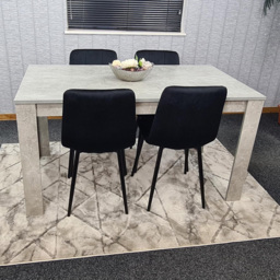 Kosy Koala 4 Seater Black and Grey Stone Effect Velvet Dining Set