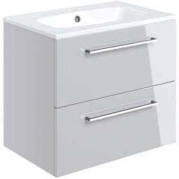 Bathstore Milford 2 Door Grey Wall Hung Basin Unit 610mm - thumbnail 1