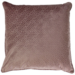 Paoletti Florence Blush Embossed Velvet Cushion - thumbnail 1
