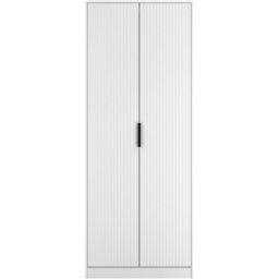 Crowndale Fluted 2 Door White Matt Tall Wardrobe Ready Assembled - thumbnail 2