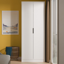 Crowndale Fluted 2 Door White Matt Tall Wardrobe Ready Assembled - thumbnail 1