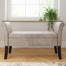 GFW Balmoral Silver Upholstered Window Seat with Storage