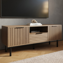 GFW Nervata Oak 2 Door Single Drawer Single Shelf TV Unit