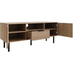 GFW Nervata Oak 2 Door Single Drawer Single Shelf TV Unit - thumbnail 3