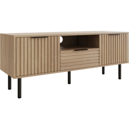 GFW Nervata Oak 2 Door Single Drawer Single Shelf TV Unit - thumbnail 2
