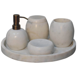 Artisan Furniture 5 Piece White Marble Bathroom Set