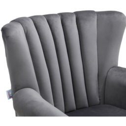 Living and Home Velvet Vintage Grey Wingback Armchair - thumbnail 4
