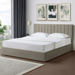 Artemis Home Evelynne Super King Size Light Brown Linen Upholstered Ottoman Bed