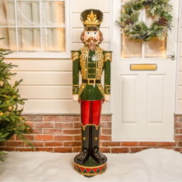 The Christmas Centre Traditional Dark Green Red and Black LED Light Nutcracker Soldier 5ft - thumbnail 2