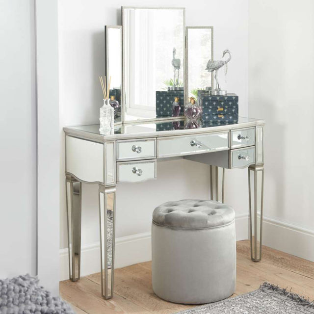 Birlea Elysee 5 Drawer Mirrored Dressing Table - image 1