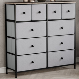 Vida Designs Chorley Beige and Grey Wood Fabric 10 Drawer Chest of Drawer - thumbnail 1