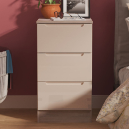 Crowndale Milan Kashmir Gloss and Grey Oak 3 Drawer Bedside Cabinet Ready Assembled