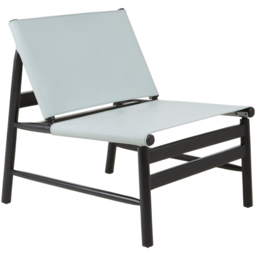 Premier Housewares Kendari Grey and Black Leather and Teak Modern Sling Chair - thumbnail 2