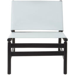 Premier Housewares Kendari Grey and Black Leather and Teak Modern Sling Chair - thumbnail 4