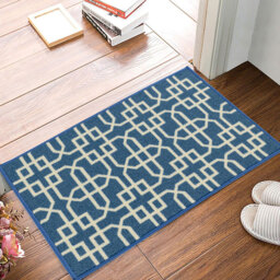 Smart Living Siam Blue and Cream Non-Slip Mat with Gel Backing 80 x 150cm - thumbnail 4