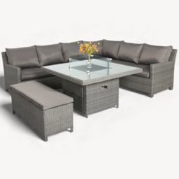 Royalcraft Paris 7 Seater Square Firepit Dining Set Grey - thumbnail 2