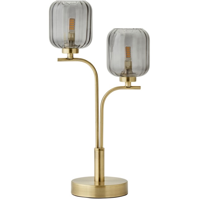 ValueLights Amelie 2 Way Ribbed Glass Gold Stem LED Table Lamp - image 1