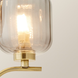 ValueLights Amelie 2 Way Ribbed Glass Gold Stem LED Table Lamp - thumbnail 3
