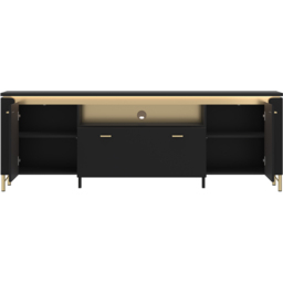 Furniture To Go Genoa 2 Door Single Drawer Black TV Cabinet - thumbnail 3