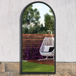 MirrorOutlet The Arcus Black Framed Arched Garden Wall Mirror 120 x 60cm - thumbnail 2