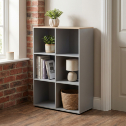 Cuba Sonoma Oak and Grey 6 Shelf Cube Storage Unit - thumbnail 3