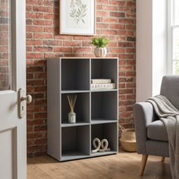 Cuba Sonoma Oak and Grey 6 Shelf Cube Storage Unit - thumbnail 4