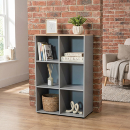 Cuba Sonoma Oak and Grey 6 Shelf Cube Storage Unit