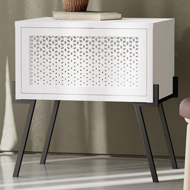 FWStyle Naive White Single Door Bedside Table