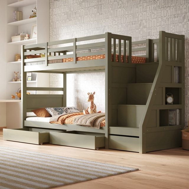Flair Lunar Junior Olive Bunk Bed with 3 Drawers - image 1