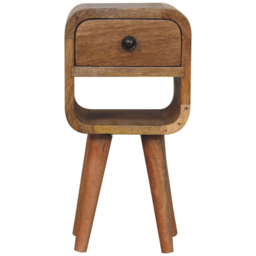 Artisan Furniture Oak-ish Single Drawer Solid Wood Extra Mini Curve Lower Bedside Table - thumbnail 2