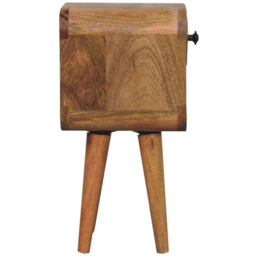 Artisan Furniture Oak-ish Single Drawer Solid Wood Extra Mini Curve Lower Bedside Table - thumbnail 4