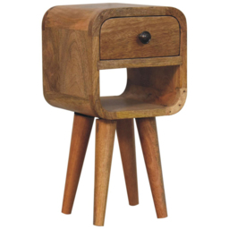 Artisan Furniture Oak-ish Single Drawer Solid Wood Extra Mini Curve Lower Bedside Table - thumbnail 3