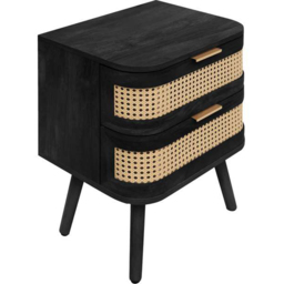 Birlea Noah Black Rattan 2 Drawer Bedside Table - thumbnail 2