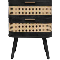 Birlea Noah Black Rattan 2 Drawer Bedside Table - thumbnail 3